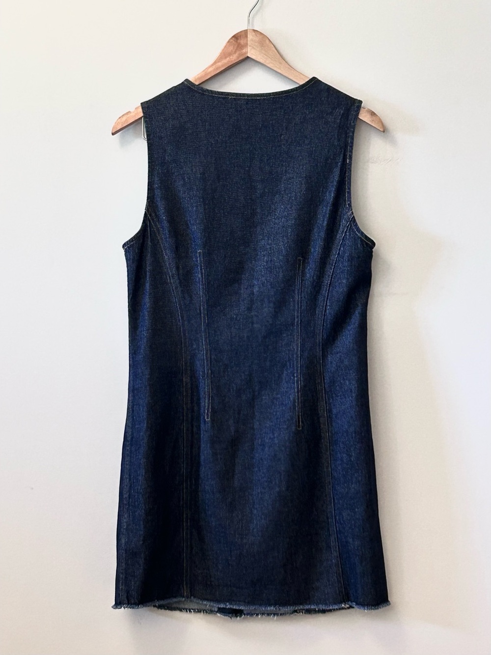 J.Crew Seamed Denim Mini Dress Tailored Sleeveless Snap Closure Women’s 8 - Picture 2 of 16